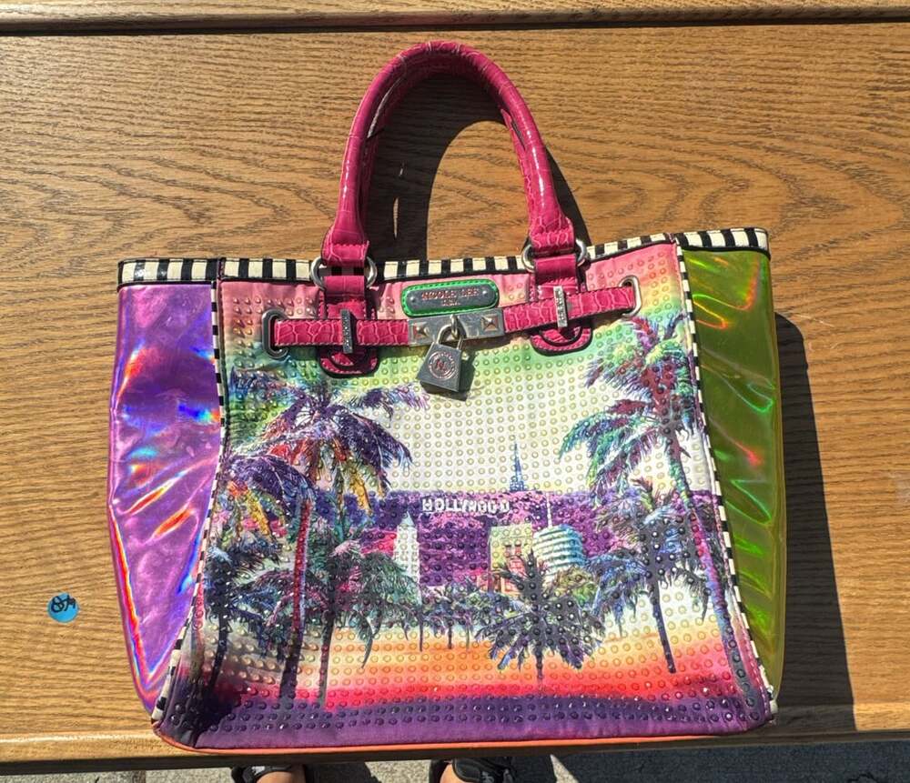 Nicole Lee Hollywood Graphic Print Handbag Multicolor Palm Trees